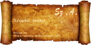 Szopkó Andor névjegykártya